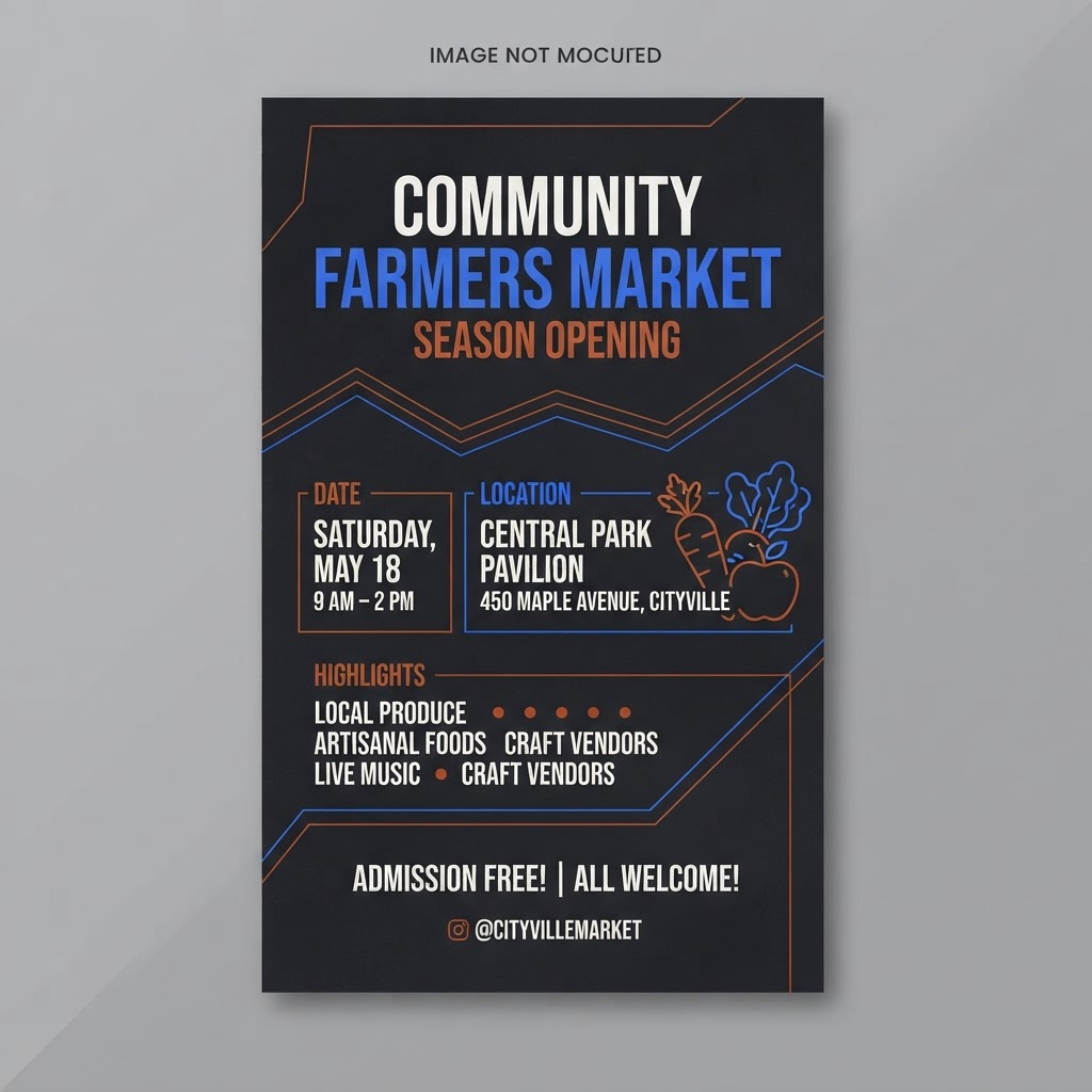 Promotional material sample: Community Farmers Market